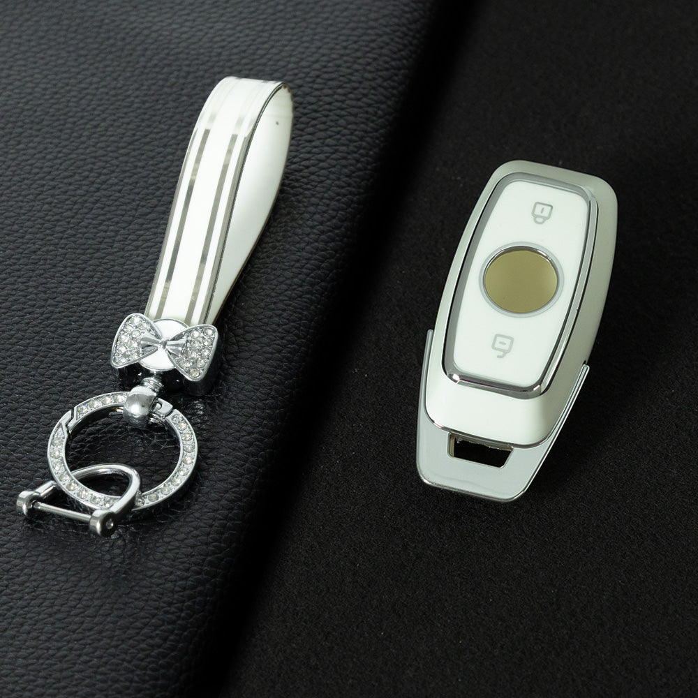 NUA1T1 White-Silver Plating TPU Car Key Case Cover for Niu N1S M1 US MQIS Electric Bicycle Key Accessories Full Protection