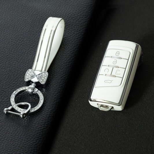 TRA1T1 White-Silver Plating New Soft TPU Car Remote Key Case Cover Holder for GAC Trumpchi GS4 GM8 GA3 GA6 SGS7 GA4 GS5 GS3 Legend GS8 Auto Accessories