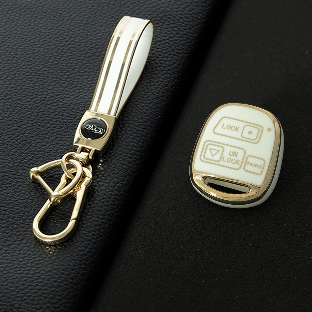 TON3T1 White-Gold Plating TPU Car Key Case for TOYOTA CAMRY RAV4 Corolla PRADO YARIS Tarago for LEXUS