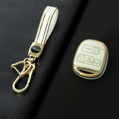 TON3T1 White-Gold Plating TPU Car Key Case for TOYOTA CAMRY RAV4 Corolla PRADO YARIS Tarago for LEXUS