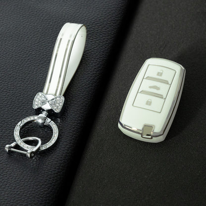 CHA1T1 White-Silver Plating Car Key Cover Premium Soft TPU Car Key Case Cover Shell for CHANGAN CS15 CS35 CS55 CS75 RAETON CC EADO LUMIN Key Rings Keychain Bag