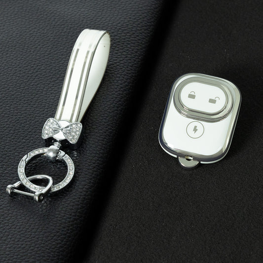 TLD1T1 White-Silver Plating TPU Car Key Cover for TAILG Electric Bike