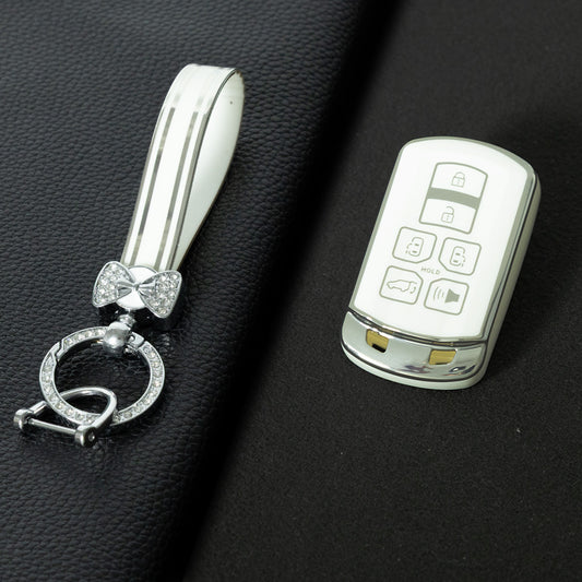 TOL1T1 White-Silver Plating TPU Car Key Cover Case for Toyota Avalon camry COROLLA RAV4 Grand Highlander
