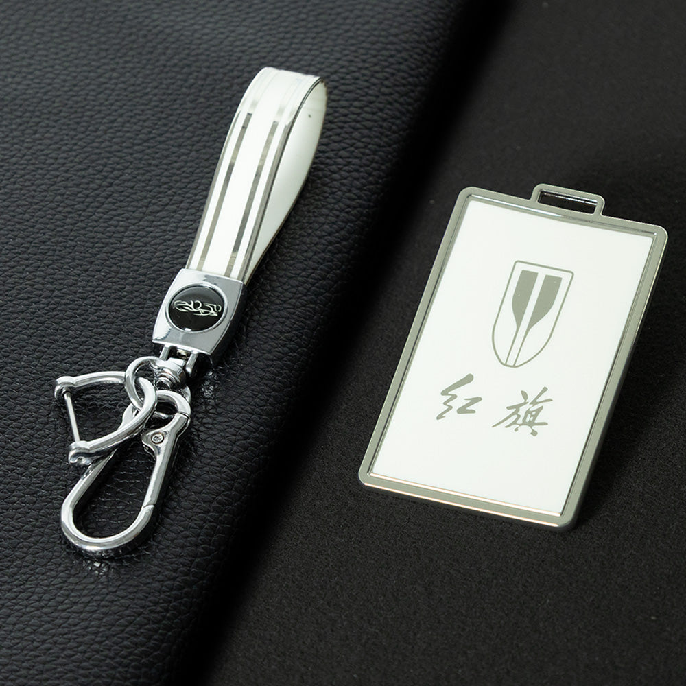 HNE1T1 White-Silver Plating TPU Car Key Case Cover Applicable to Hongqi H5 card key cover, 23 models, H9, HS7, H7 buckle, EQM5E-HS3