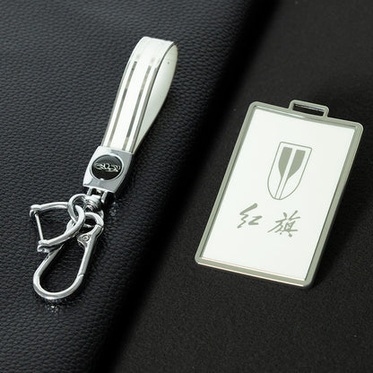 HNE1T1 White-Silver Plating TPU Car Key Case Cover Applicable to Hongqi H5 card key cover, 23 models, H9, HS7, H7 buckle, EQM5E-HS3