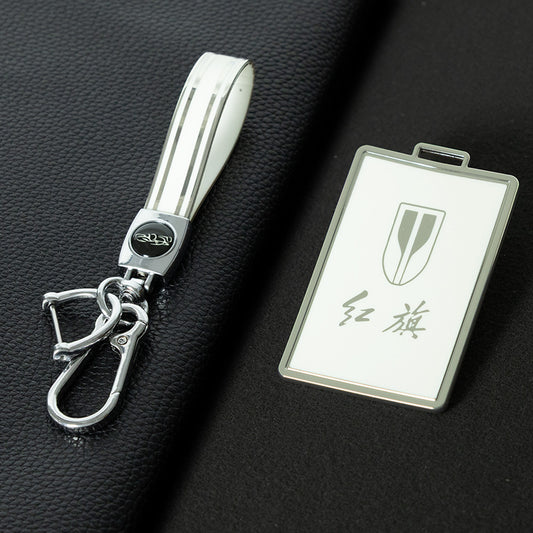 HNE1T1 White-Silver Plating TPU Car Key Case Cover Applicable to Hongqi H5 card key cover, 23 models, H9, HS7, H7 buckle, EQM5E-HS3