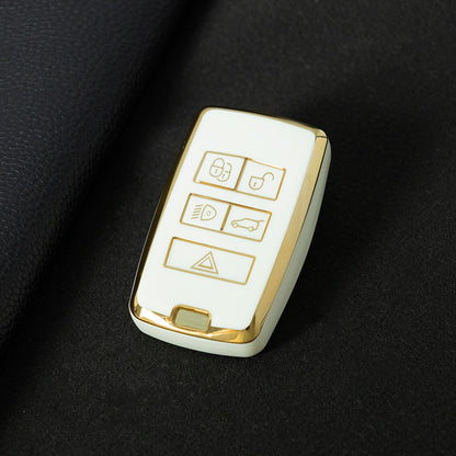 LAB1T1 White-Gold Plating New Tpu Car Key Case Remote Control Protector Cover for Land Rover Range Rover Sport Evoque Velar Discovery 5 2018 2019 2020