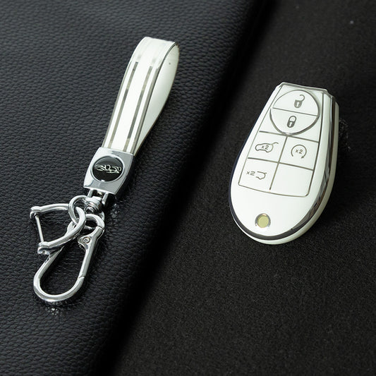 JEC8T1 White-Silver Plating Keyless Entry Remote Control 5-Buttons Compatible 2008-2018 Dodge Grand Caravan 2008-2016 Chrysler Town