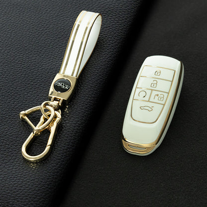 TRB1T1 White-Gold Plating Car Key Cover Key Case Cover for Gac New Energy Trumpchi Aion S V Y LX Car Accessories Car-Styling Holder Shell Keychain Protection