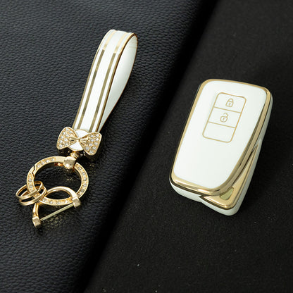 LEA2T1 White-Gold Plating TPU Car Key Case Cover for LEXUS ES200 RX200T IS CT GS NX200 RX300 LX