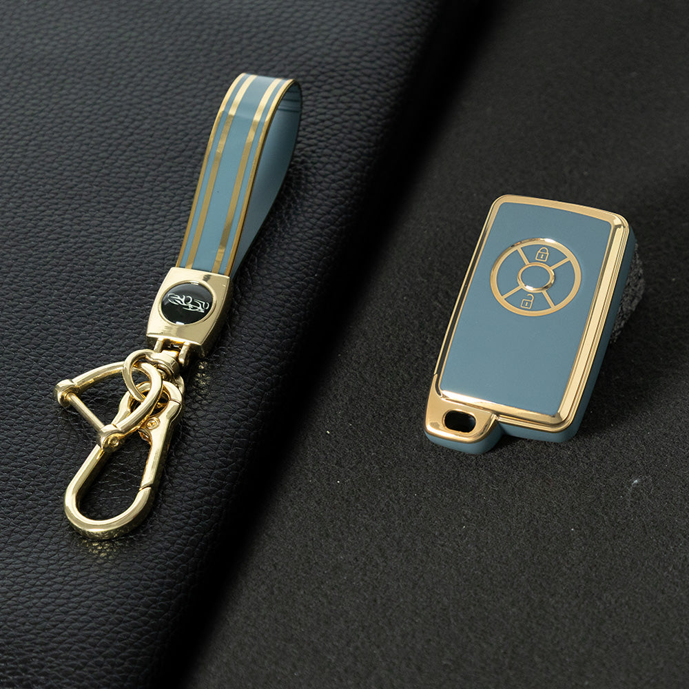 TOO2T1 Granny Grey-Gold Plating TPU Car Key Case Cover For Toyota Vanguard Previa Estima Alphard Vellfire Voxy RAV4
