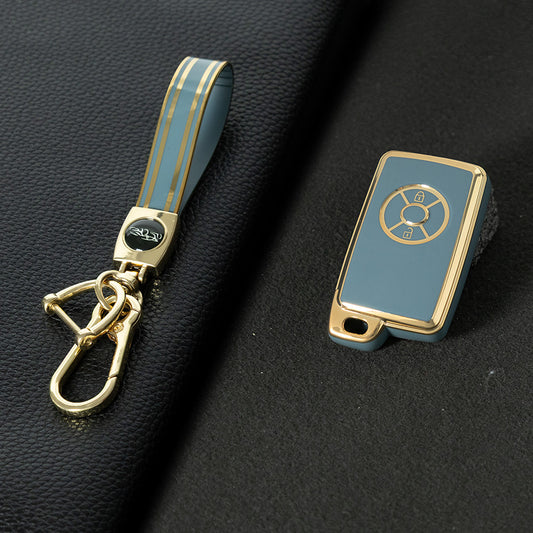 TOO2T1 Granny Grey-Gold Plating TPU Car Key Case Cover For Toyota Vanguard Previa Estima Alphard Vellfire Voxy RAV4