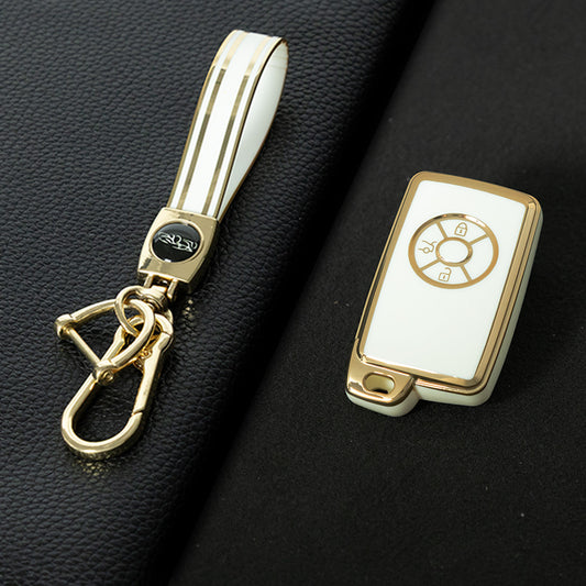 TOO1T1 White-Gold Plating TPU Car Key Case Cover for Toyota Reizhi RAV4 Overlord Previa Latest Designs Car Supplies