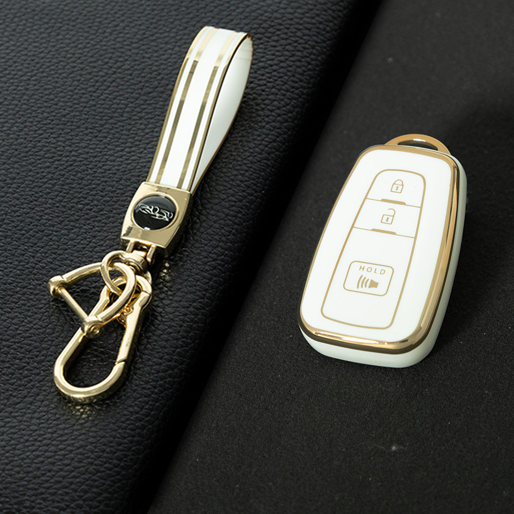 TOB3T1 White-Gold Plating Key case for Toyota Key Shells Noah 80/Voxy 80/Harrier 60/Esquaire/New Sienta Car Key Case TPU Protect Cover Carkey Shells