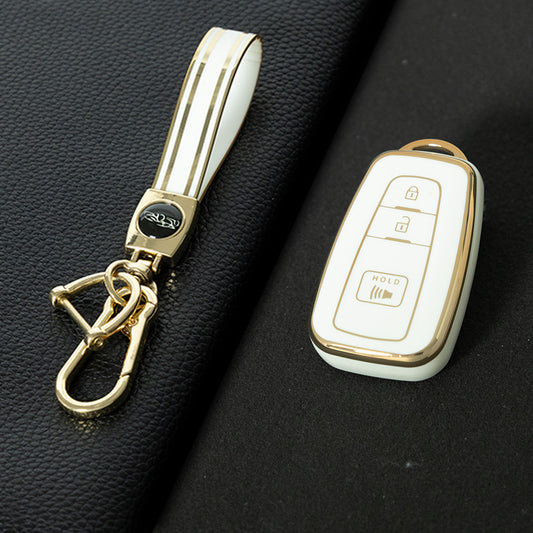 TOB3T1 White-Gold Plating Key case for Toyota Key Shells Noah 80/Voxy 80/Harrier 60/Esquaire/New Sienta Car Key Case TPU Protect Cover Carkey Shells