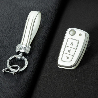 NIC3T1 White-Silver Plating TPU Car Key Case Cover for Nissan X-Trail Qashqai J11 Juke Murano Micra Tiida Maxima Altima Kicks