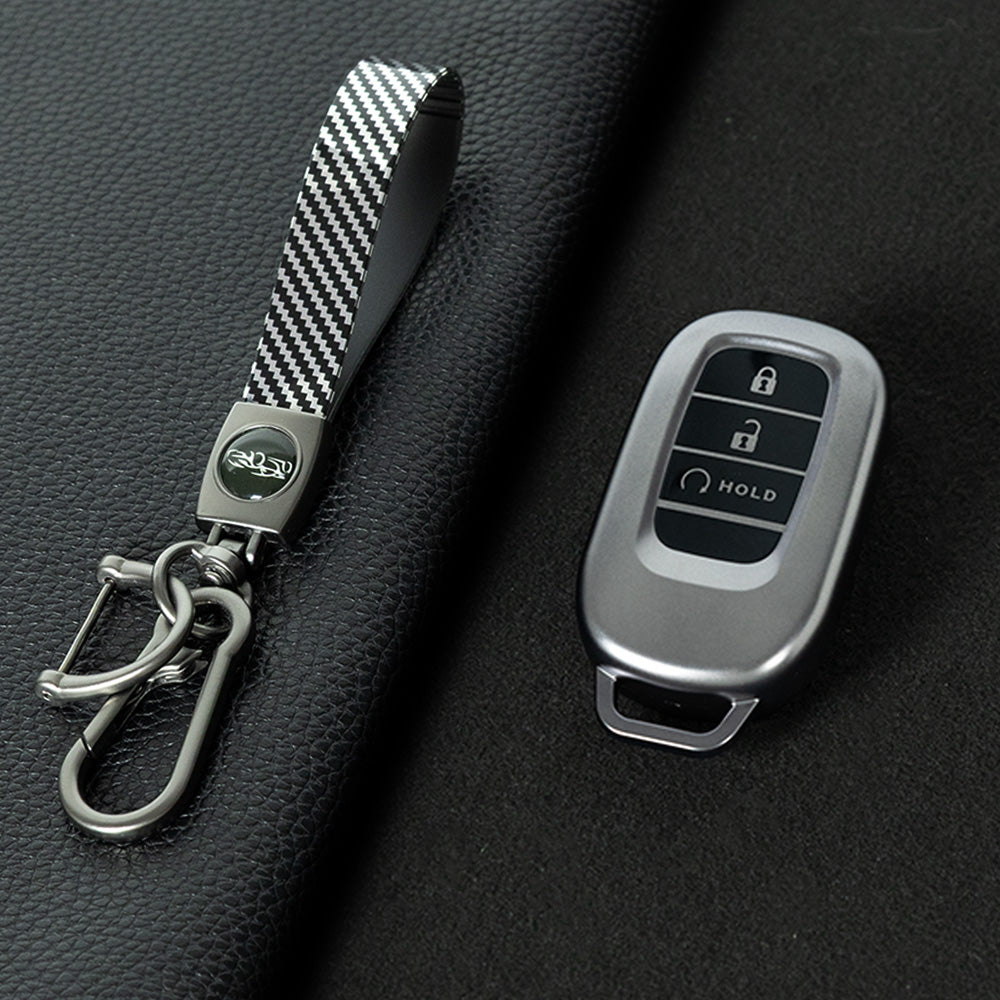 HOB3T1 Black-Metal Gray Plating Car Key Cover TPU Remote Key Fob Cover 4-button Car Key Case Protective Accessories Suitable for Honda Accord Civic HR-V CR-V Pilot Odyssey