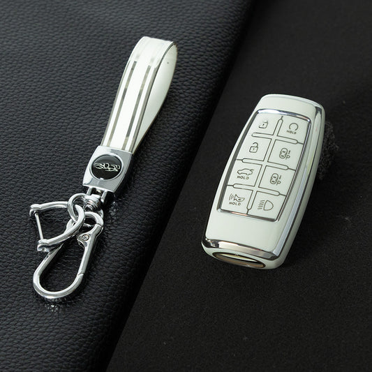 GNA4T1 White-Silver Plating TPU Car Key Case Cover for Hyundai Genesis GV70 GV80 GV90 2020 2021 2022