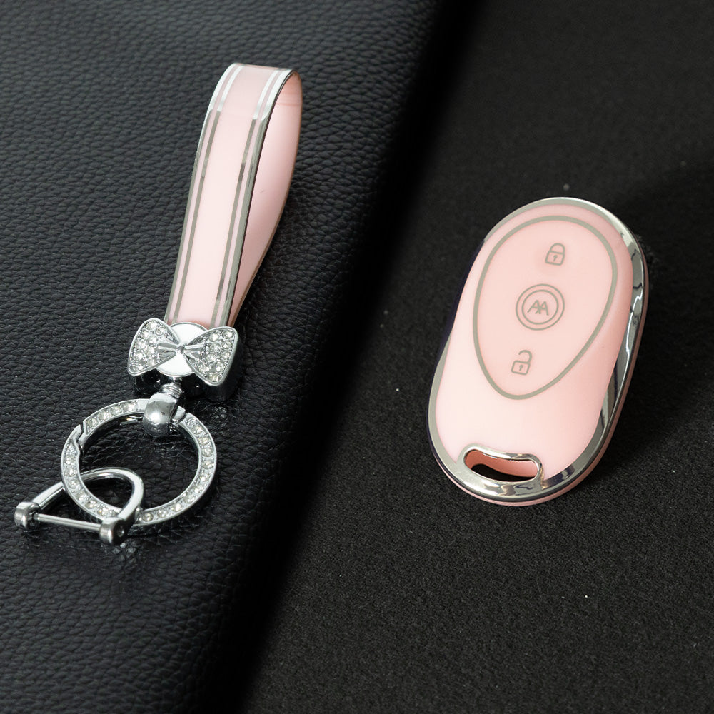 AAC1T1 Pink-Silver Plating Car Key Cover For Aima Luna Bubble Universal Electric Bicycle Car Key Accessories