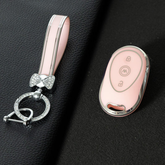 AAC1T1 Pink-Silver Plating Car Key Cover For Aima Luna Bubble Universal Electric Bicycle Car Key Accessories