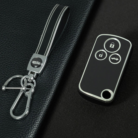 HOD1T1 Black-Silver Plating TPU Car Key Case Cover for Honda Civic Accord Jazz CRV HRV CRZ for Acura TL TSX ZDX RSX