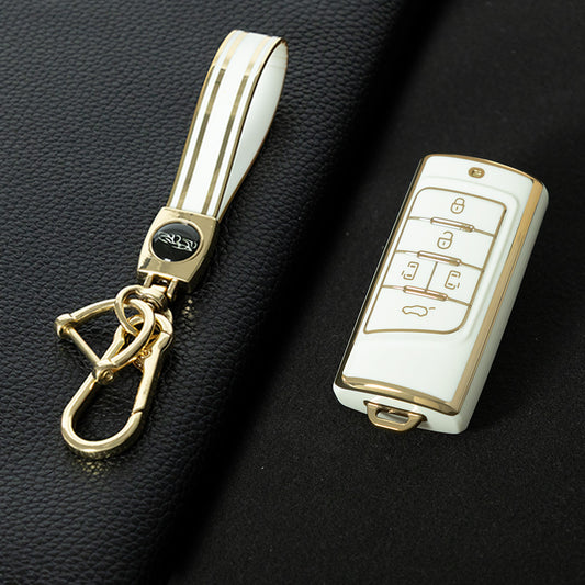 TRA3T1 White-Gold Plating TPU Car Key Case Cover for Trumpchi GA4/8/6 GS3/GS5/4COUPE/GS8 M6 M8
