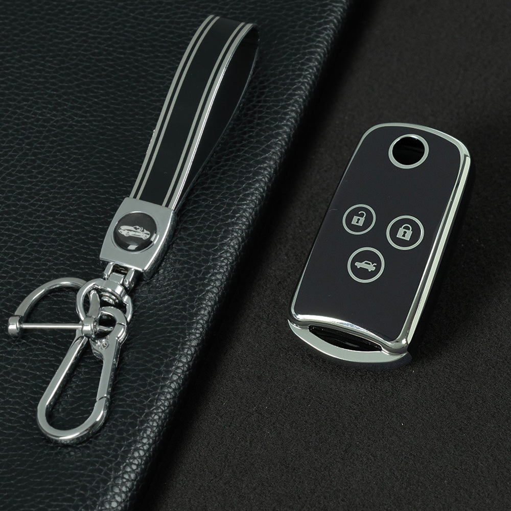 HOE1T1 Black-Silver Plating TPU Car Key Case Cover for Honda Civic Accord Jazz CRV HRV CRZ for Acura TL TSX ZDX RSX