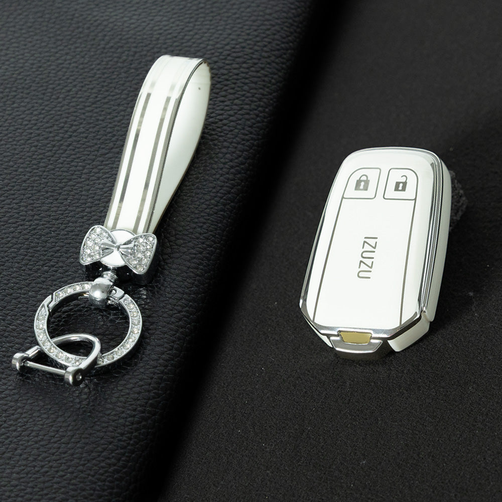 LSC1T1 White-Silver Plating TPU Car Key Case Cover for Suzuki Vitara Swift Kizashi SX4 Baleno Ertiga Samurai S-Cross