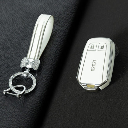 LSC1T1 White-Silver Plating TPU Car Key Case Cover for Suzuki Vitara Swift Kizashi SX4 Baleno Ertiga Samurai S-Cross