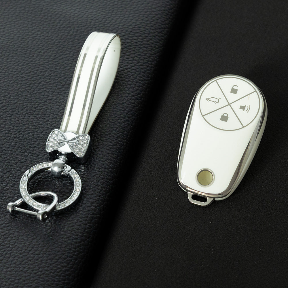 NOA1T1 White-Silver Plating TPU Car Key Case Cover for NIO ES8 ES7 ES6 EC7 EC6 ET7 ET5 ET5T EP9 EVE