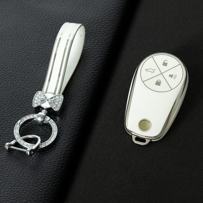 NOA1T1 White-Silver Plating TPU Car Key Case Cover for NIO ES8 ES7 ES6 EC7 EC6 ET7 ET5 ET5T EP9 EVE