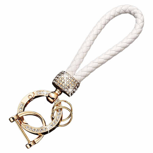 Hand-woven Keychain Rhinestones Horseshoe Keychain Fashion Car Lovers Circular Key Hanging Ornaments