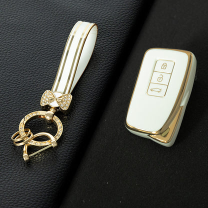 LEA1T1 White-Gold Plating Silver Edge Lightweight Protective Case Premium Soft TPU for Lexus ES200 ES350 LC500 LS500 UX200 ES300h GX460 RX350h NX450