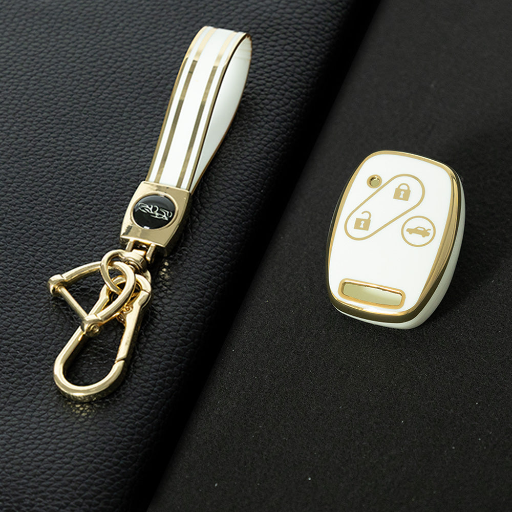 HON1T1 White-Gold Plating TPU Car Key Case Cover for Old Honda Accord Civic CRV Jade XRV Haoying