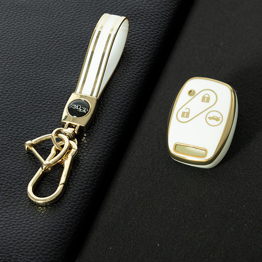 HON1T1 White-Gold Plating TPU Car Key Case Cover for Old Honda Accord Civic CRV Jade XRV Haoying