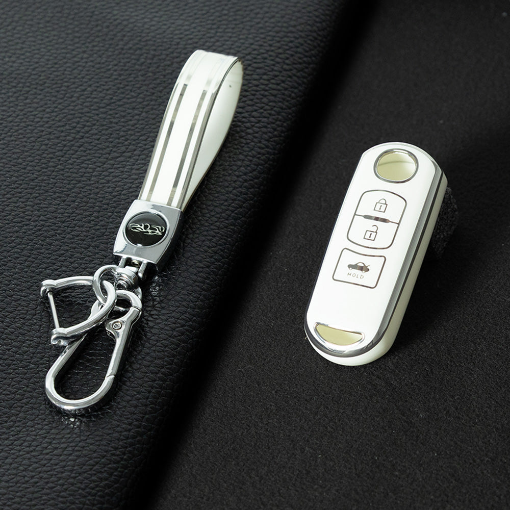 MAB5T1 White-Silver Plating TPU Car Key Cover for Mazda 2 3 6 Axela Atenza CX-5 CX5 CX-3 CX-7 CX8 CX-9 2016 2017 2018