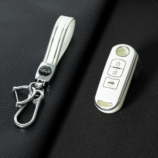 MAB5T1 White-Silver Plating TPU Car Key Cover for Mazda 2 3 6 Axela Atenza CX-5 CX5 CX-3 CX-7 CX8 CX-9 2016 2017 2018