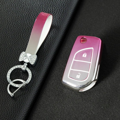 TOA2T1 Gradient Pink Car Key Cover TPU Soft Cover Key Cases Suitable for toyota Carola Highlander New Reith RAV4 Car Key Cover