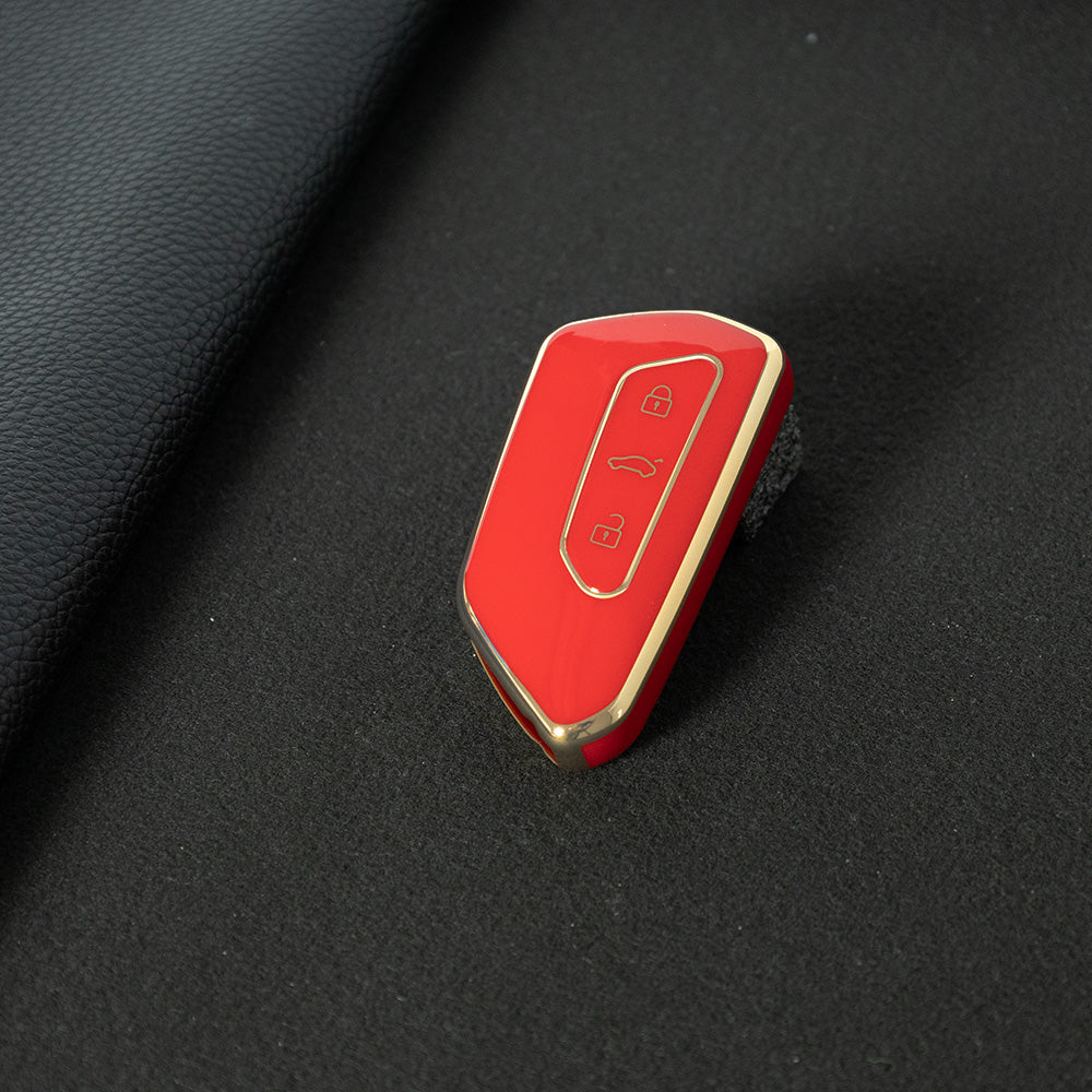 VOC1T1 Red-Gold Plating Car Key Cover For Volkswagen Golf 8 MK8 ID3 ID4 Cupra Skoda Octavia A8 SEAT Leon MK4 Formentor Tarraco