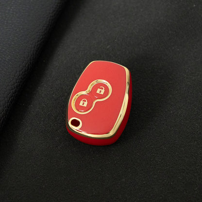 RED2T1 Red-Gold Plating Car Key Cover New TPU Soft Fob Key Cover for 2 Buttons /3 Buttons Key Case Shell Cover for Renault Clio Kangoo Twingo Modus Languna