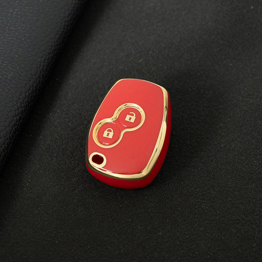 RED2T1 Red-Gold Plating Car Key Cover New TPU Soft Fob Key Cover for 2 Buttons /3 Buttons Key Case Shell Cover for Renault Clio Kangoo Twingo Modus Languna