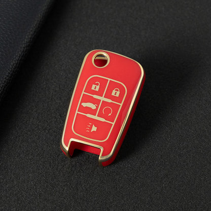 CED5T1 Red-Gold Plating 5-Button TPU Key Cover for Chevrolet Cruze Camaro Buick Regal Excelle, Protective Key Case