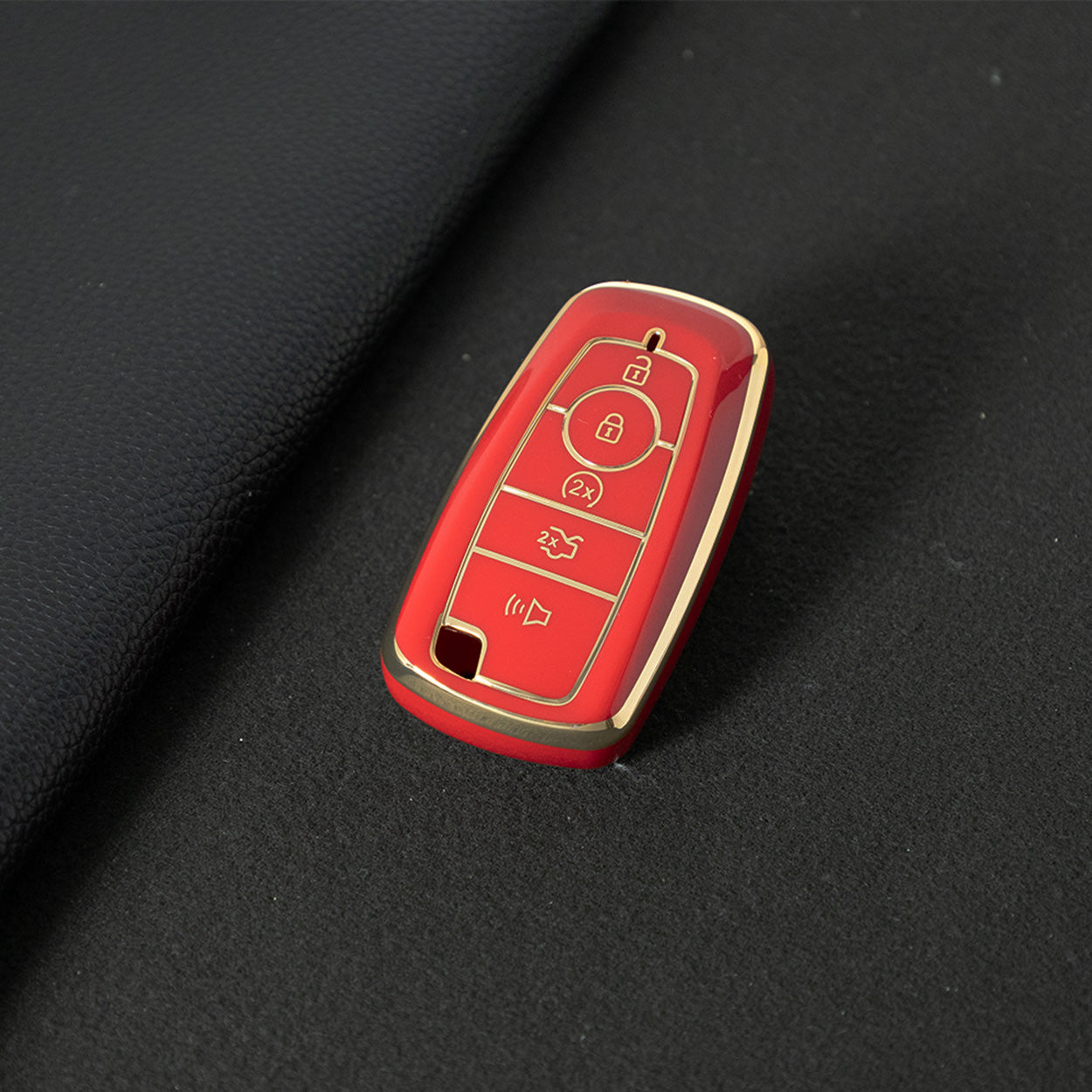 FOB4T1 Red-Gold Plating Car Key Cover Car Key Case Cover for Ford Fiesta Mk8 MK3 MK7 Puma Focus 2 3 MK3 Mk4 Mondeo Mk5 Mk4 Explorer Ecosport Kuga C MAX Bronco Mustang