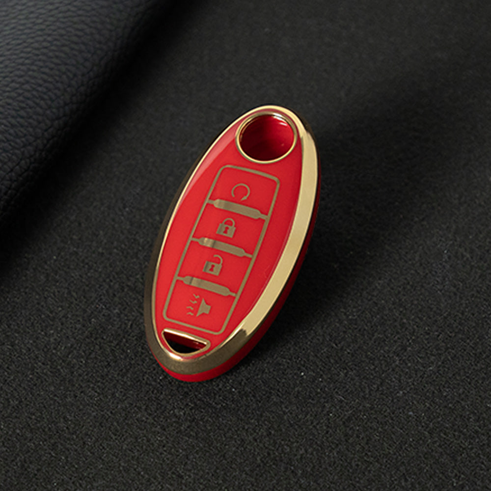 NIB7T1 Red-Gold Plating TPU Car Key Case Cover for Nissan Qashqai X-Trail T32 T31 Juke J10 J11 Kicks Tiida Pathfinder