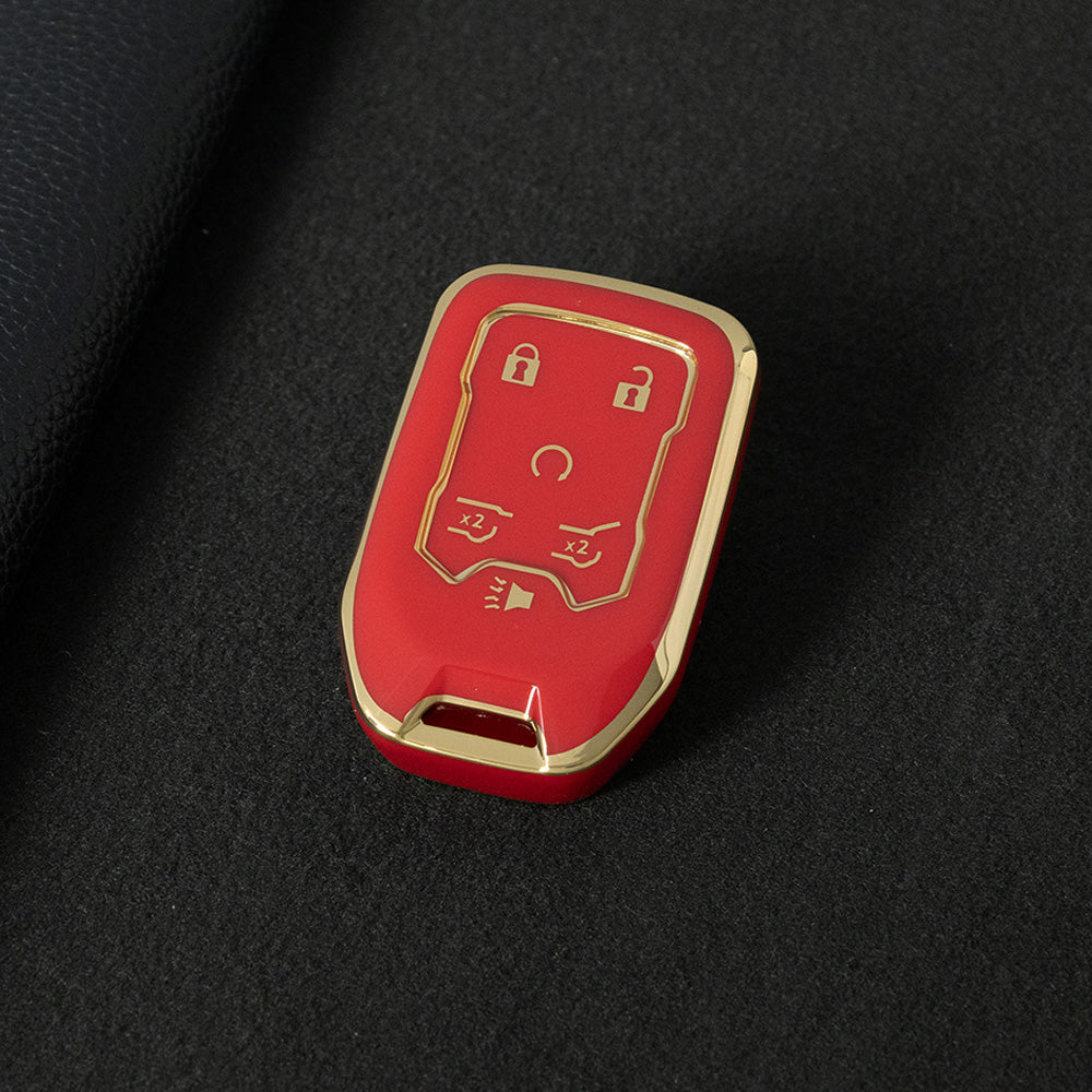CEB2T1 Red-Gold Plating TPU Car Key Case Cover for Chevrolet Colorad Silverado GMC Sierra 1500