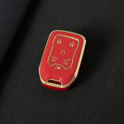 CEB2T1 Red-Gold Plating TPU Car Key Case Cover for Chevrolet Colorad Silverado GMC Sierra 1500