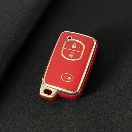 TOG3T1 Red-Gold Plating Soft TPU Car Key Case Cover for Toyota Camry Highlander Crown Prado Land Cruiser Vitz Prius Corolla Accessories