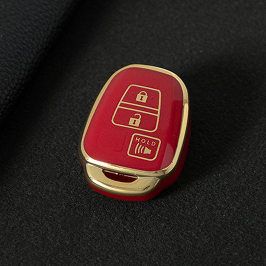 TOP1T1 Red-Gold Plating TPU Car Key Cover Case for Toyota Corolla Camry Prado Highlander Auto Key case for Toyota 3 Buttons Key