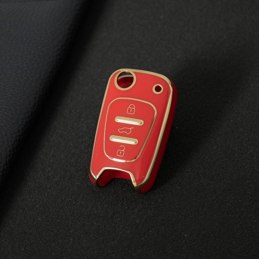 HYG2T1 Red-Gold Plating Car Key Cover For Hyundai I20 I30 Ix20 Ix35 for Kia Ceed Picanto Sportage TPU Car Key Case Cover Shell Bag Holder Fob Keychain Accessories