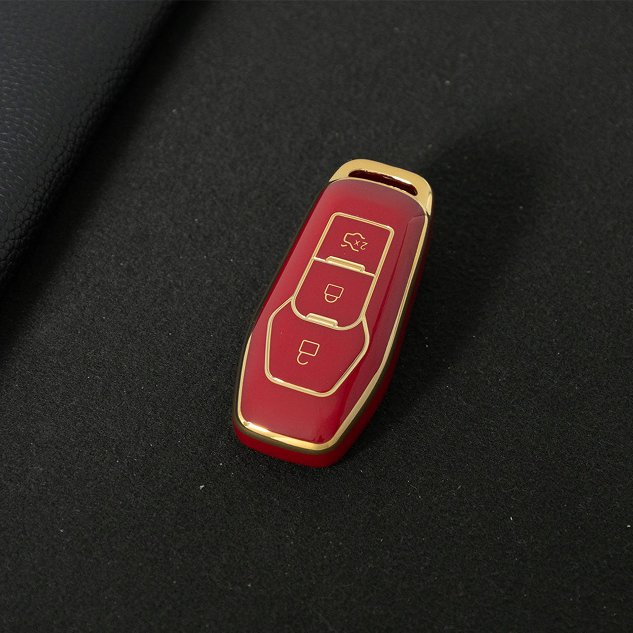FOU3T1 Red-Gold Plating Soft Shell Fob Holder TPU Car Key Cover Case for Ford Fusion Mondeo Mustang F-150 Explorer Edge 2015 2016